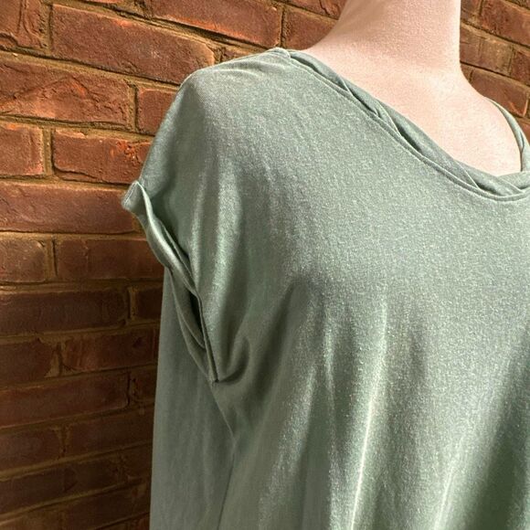 Wishlist Womens Green Slub Shirt Sleeve Loose Fit Top Size M/L - Picture 3 of 6
